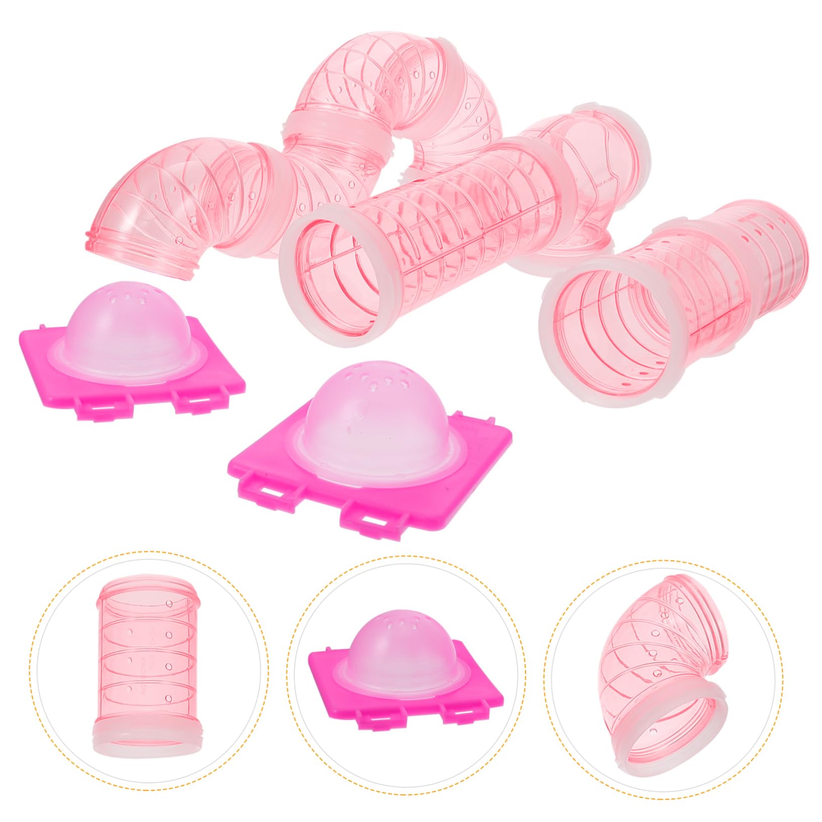 Modulo Labirinto Fai da Te per Criceti Tubo in Plastica Robusto Set 12 Pezzi Accessori per Gabbia Espande Habitat Gioco per Piccoli Animali Rosa