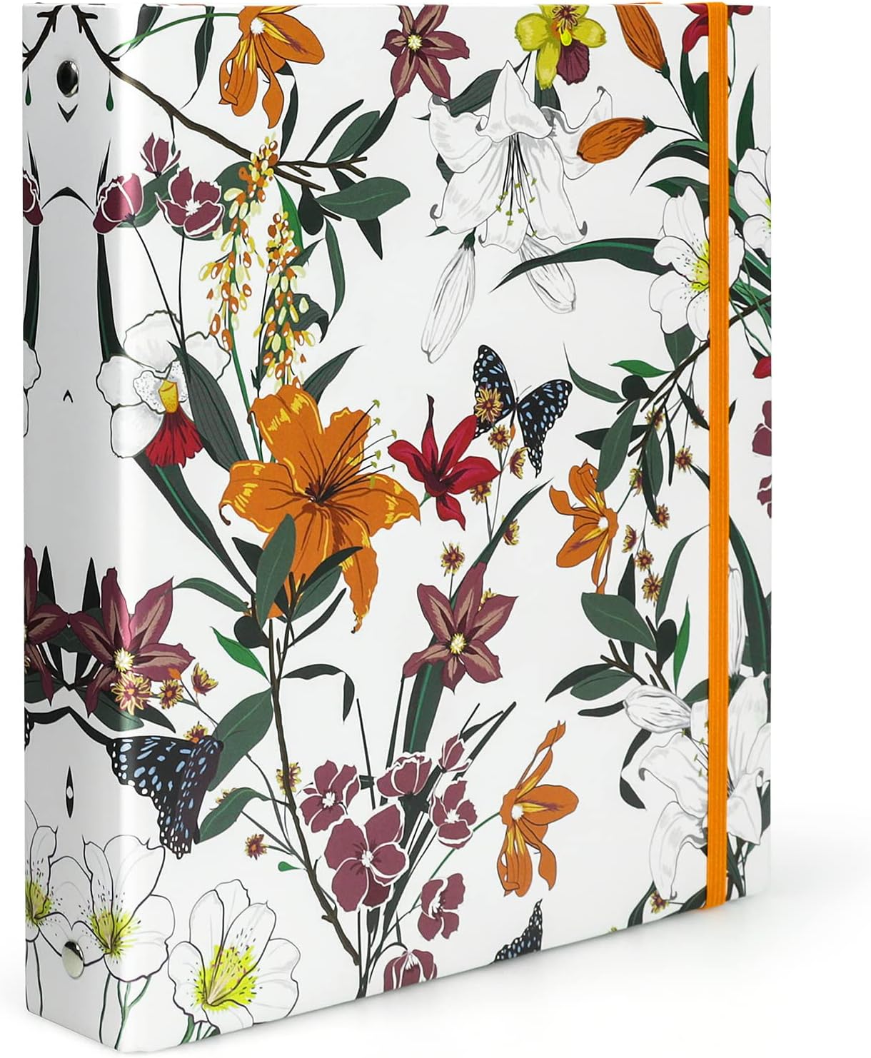 tutata Mini 3 Ring Binder 5.5 x 8.5, 1 Inch Binder, 175 Sheets Capacity, Cute Flower Cover with Elastic Cord, School Binder, Recipe Binder, Fits Paper and Sheet Protectors, Junior Size, Bright Floral