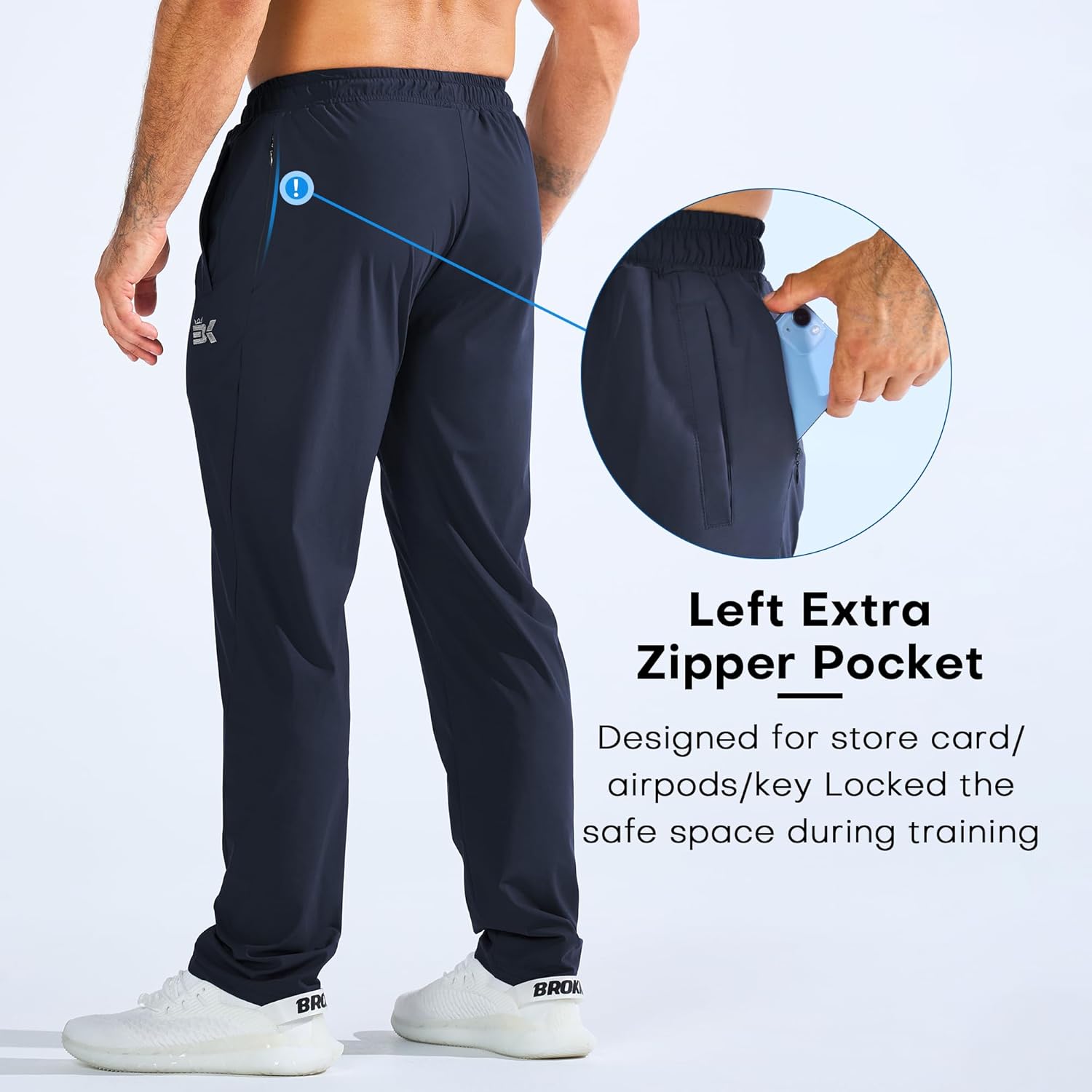 BROKIG Mens LightArmor Workout Sweatpants with Zip Pocket,Stretch Gym Joggers Running Sweat Pants Athletic Pants for Men - Image 4