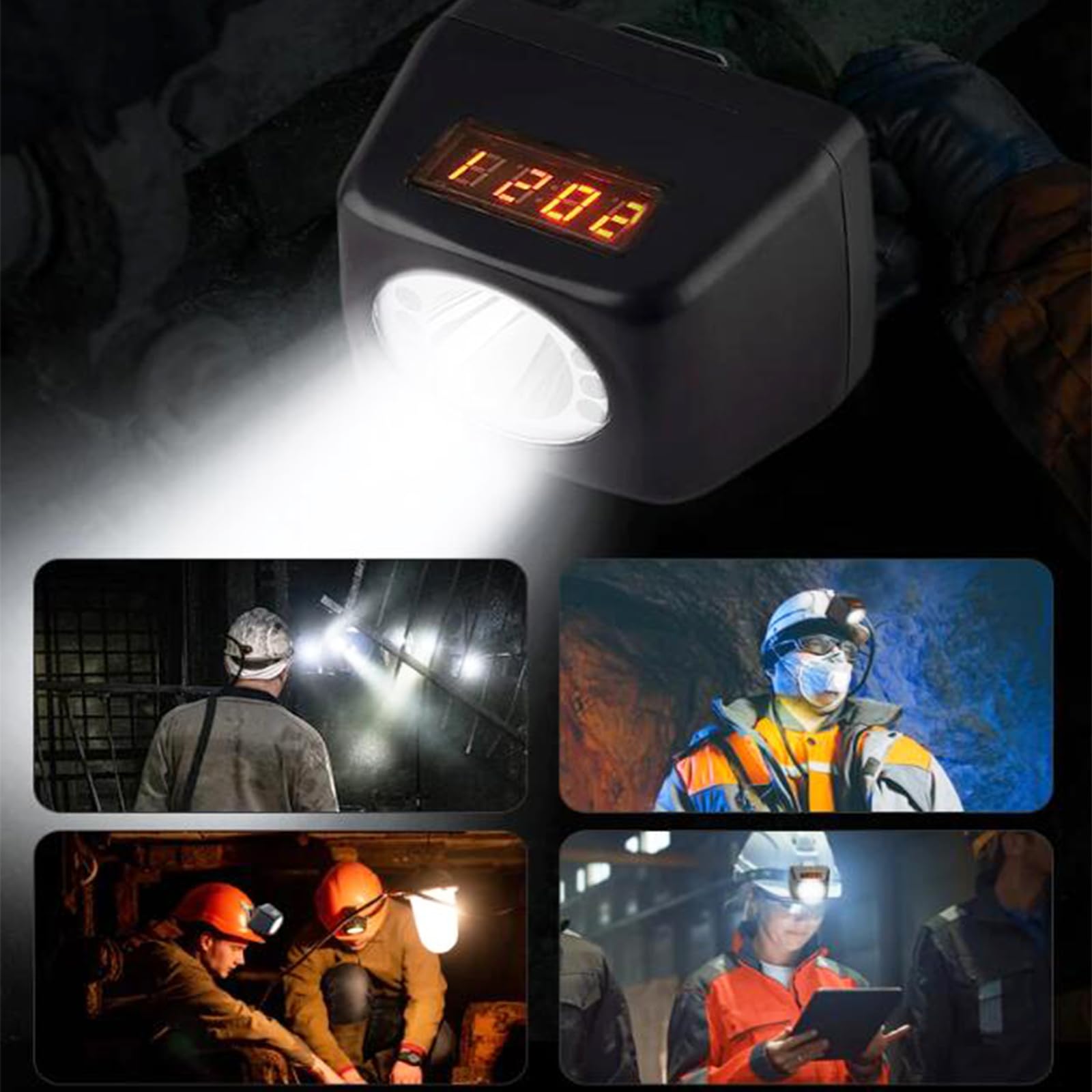 Wodoodporna lampka górnicza 4500MA, ładowna lampa lampy kopalniczej Lampa reflektorowa odporna na eksplozję węgla LED Light Light (czarny)
