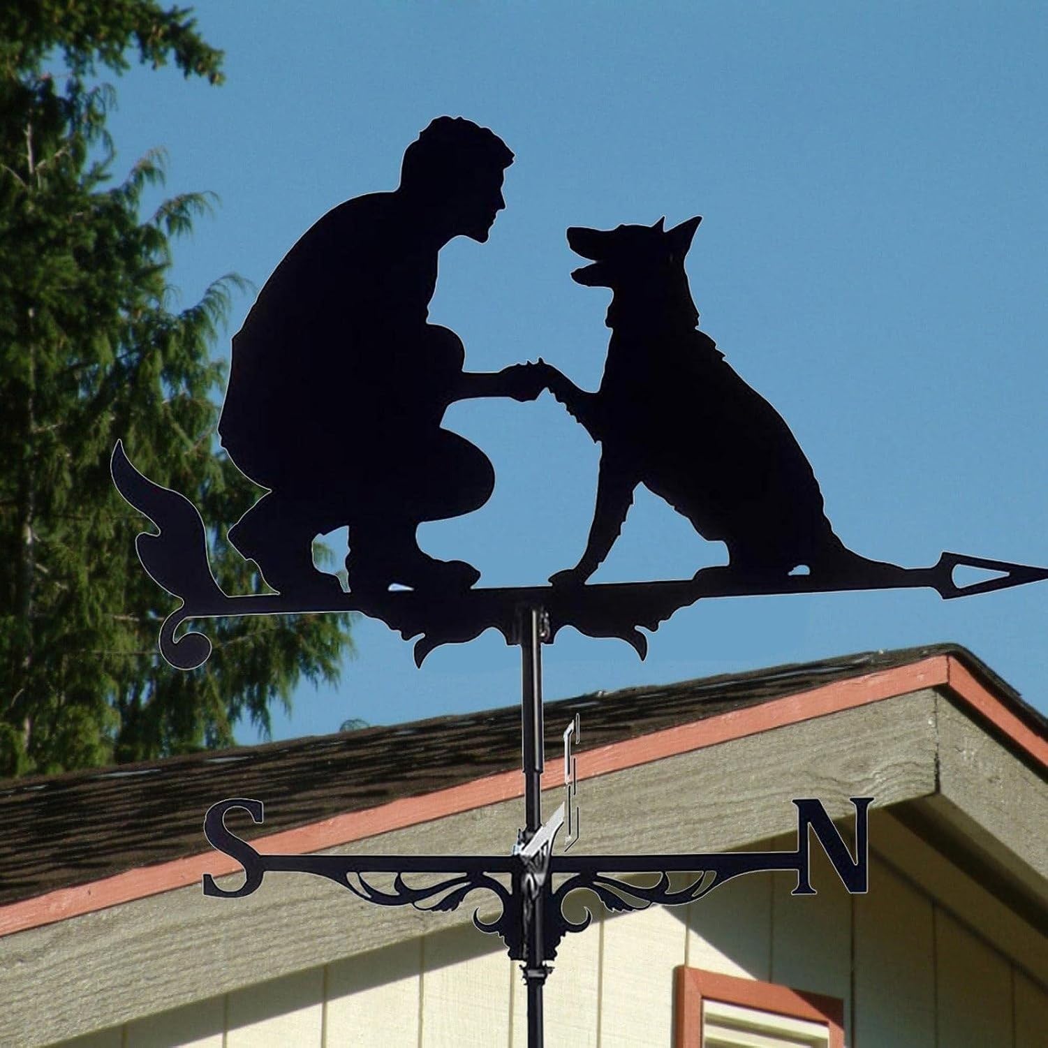 Girouette Métal 75 cm avec Homme et Chien