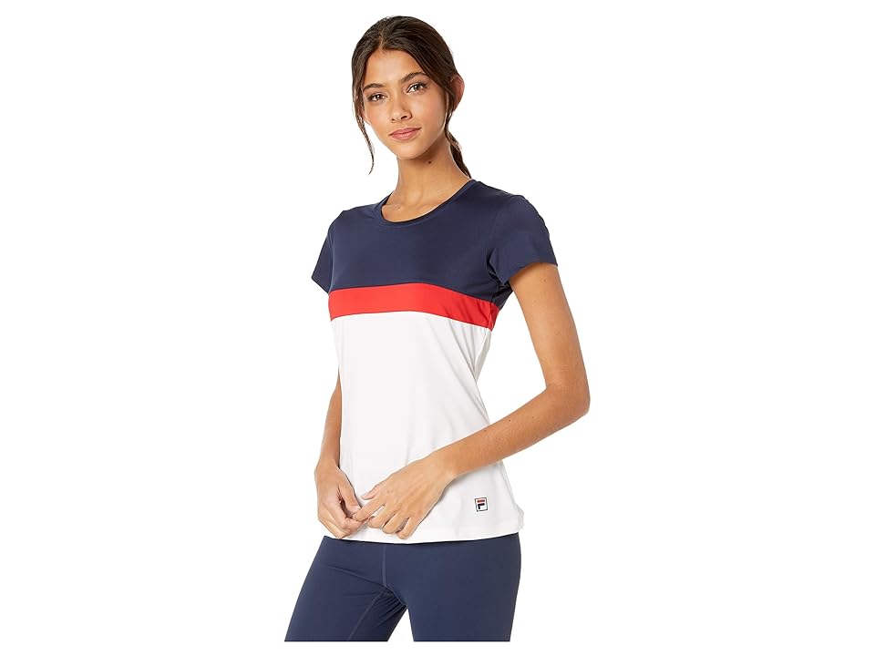 

Fila Heritage Cap Sleeve Top (White/Navy/Chinese Red) Women's Sleeveless