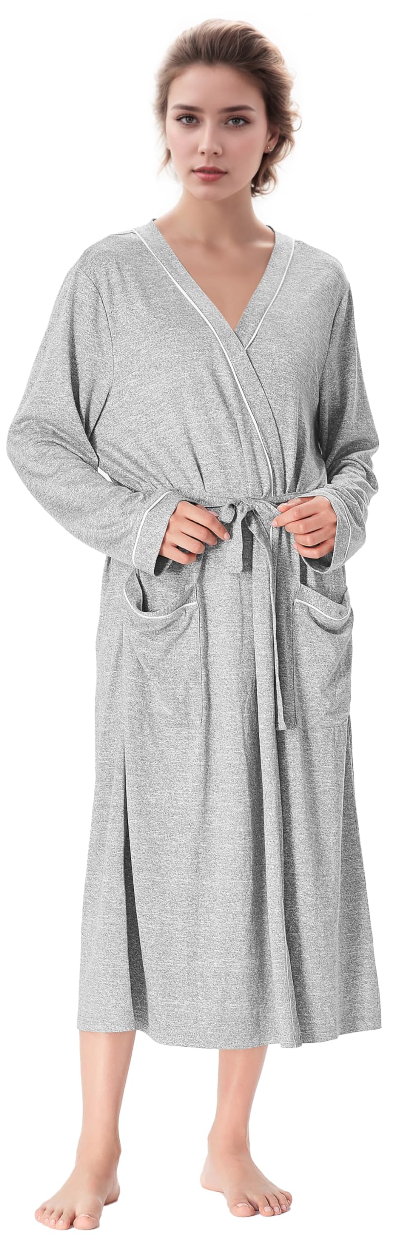 Catalonia Lightweight Ladies Bathrobe, Long Summer Robe with Pockets,Soft Summer Robes for Women, Kimono Gift for Her