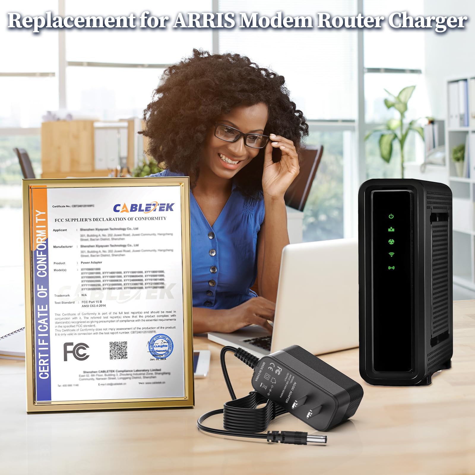 Remplacement pour chargeur modem ARRIS, adaptateur secteur 12 V pour ARRIS SURFboard SB8200 SB00DAD38200 DOCSIS 3.1 SB6190 SB00DXD6190 SBG10 SBV2402 SBG6580 SB6183 SB6141 SB6141 SB66141 SB66141