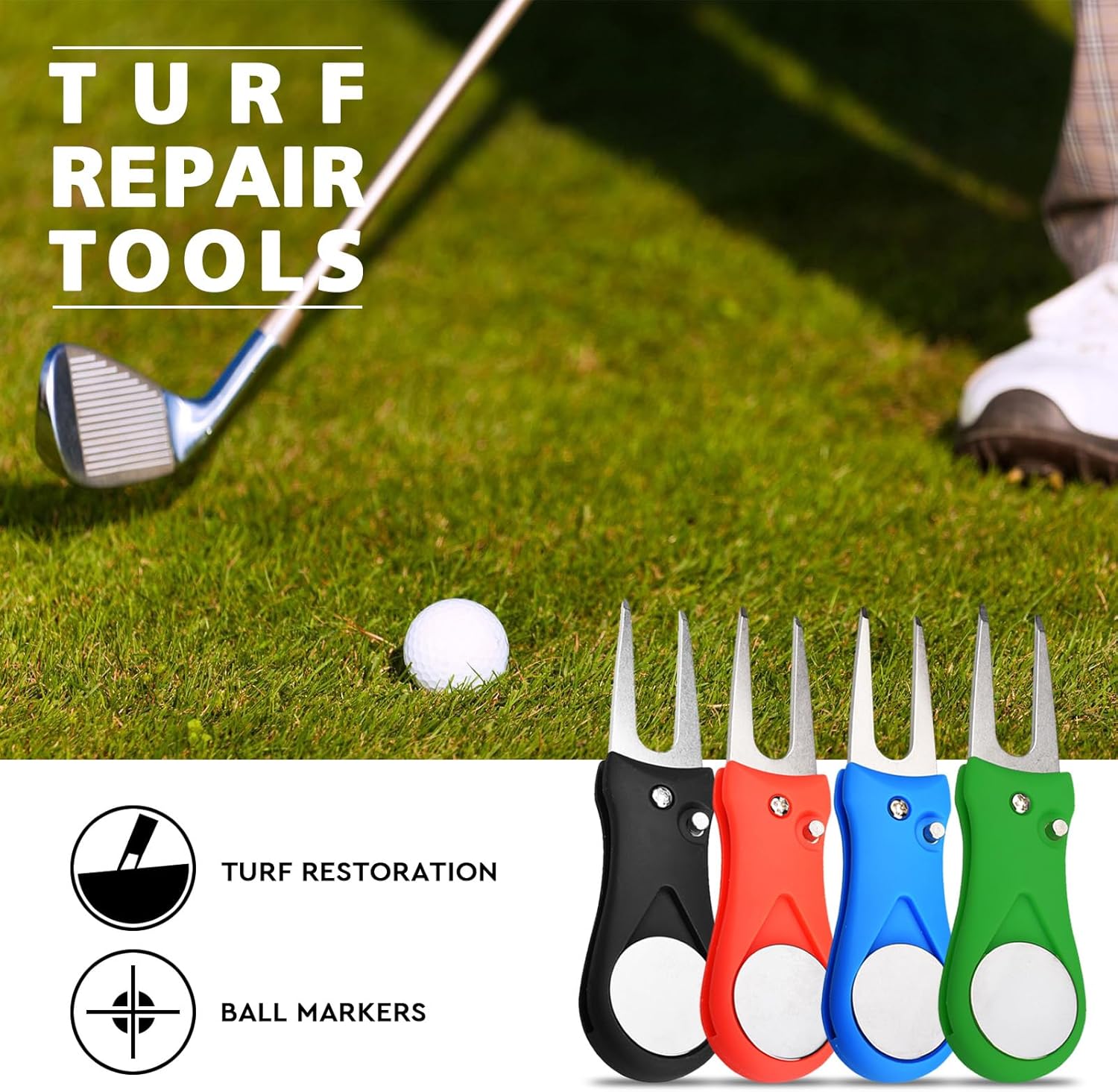 JKLゴルフタオルとブラシのセット - クリップ付きワッフルパターンタオル、ゴルフディボット修復ツール、3イン1ゴルフクラブブラシが