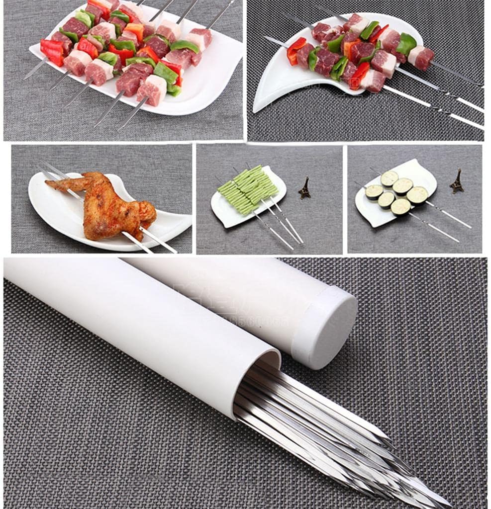 Premium 304 Stainless Steel BBQ Skewers Set for and Reusable Grilling - Perfect for Lamb, Beef, Fish, and Vegetables - Heat-Insulation Design with Convenient - 50pcs