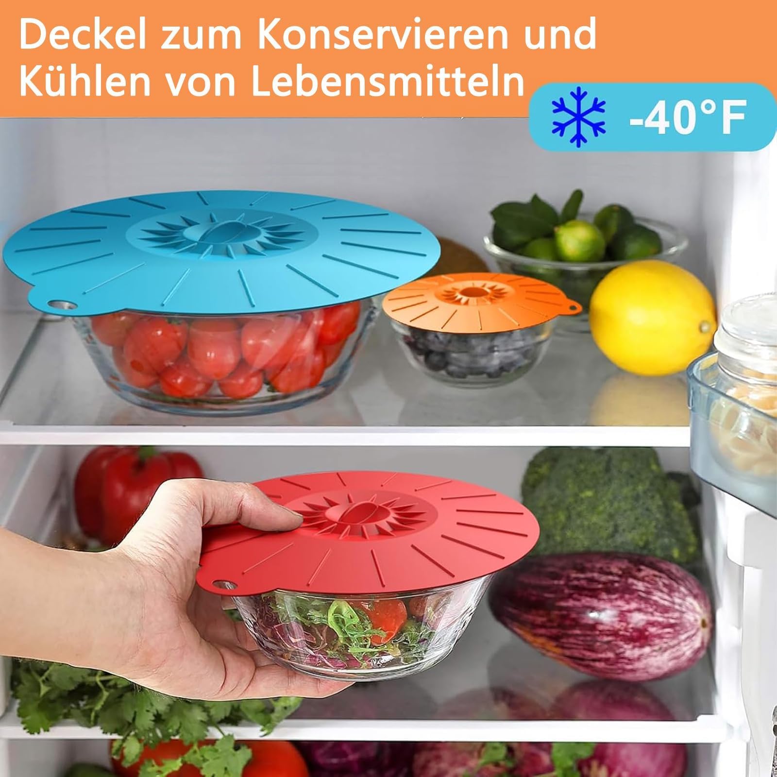 5 Pezzi Coperchi in Silicone, Coperchi Universali in Silicone, Coperchi A Ventosa, Per Ciotole, Tazze, Padelle e Forni a Microonde (Colore Regolare)