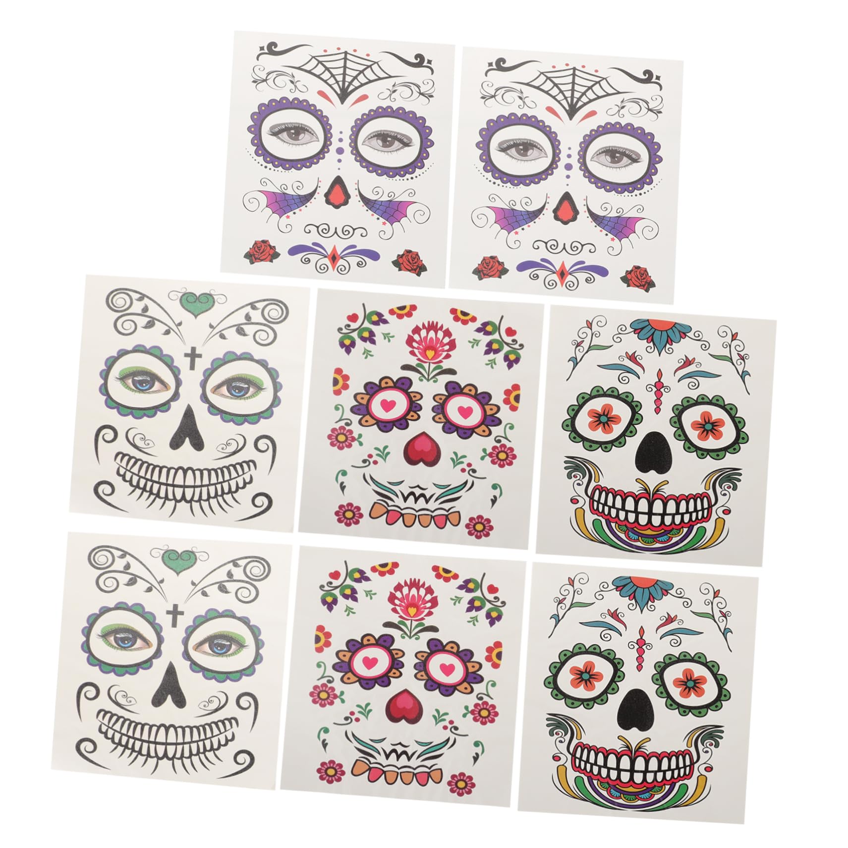 ABOOFAN 8 Sheets Halloween Face Stickers Full Face Tattoo Halloween Stickers Cartoon Face Sticker Makeup Stickers Cartoon Stickers Halloween Facial Sticker Facial Stickers for Halloween