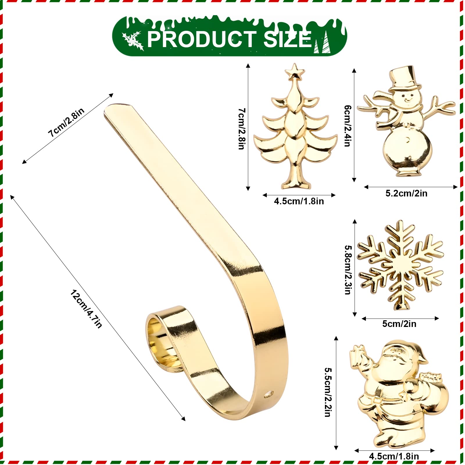 Supporti per Calza di Natale 4 Pezzi Porta Calza di Natale ganci per calza di Natale in metallo appendi borsa da tavolo Ganci del Camino per Camino Ornamento Natale,Capodanno Decorazioni, Home,Office