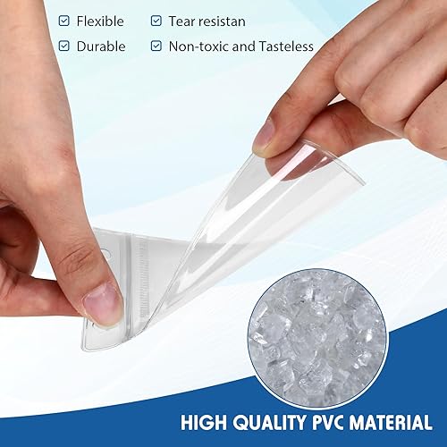 Vista 13 de Marspark 300 soportes verticales de plástico transparente para tarjetas de identificación, con cremallera resellable impermeable, funda de PVC