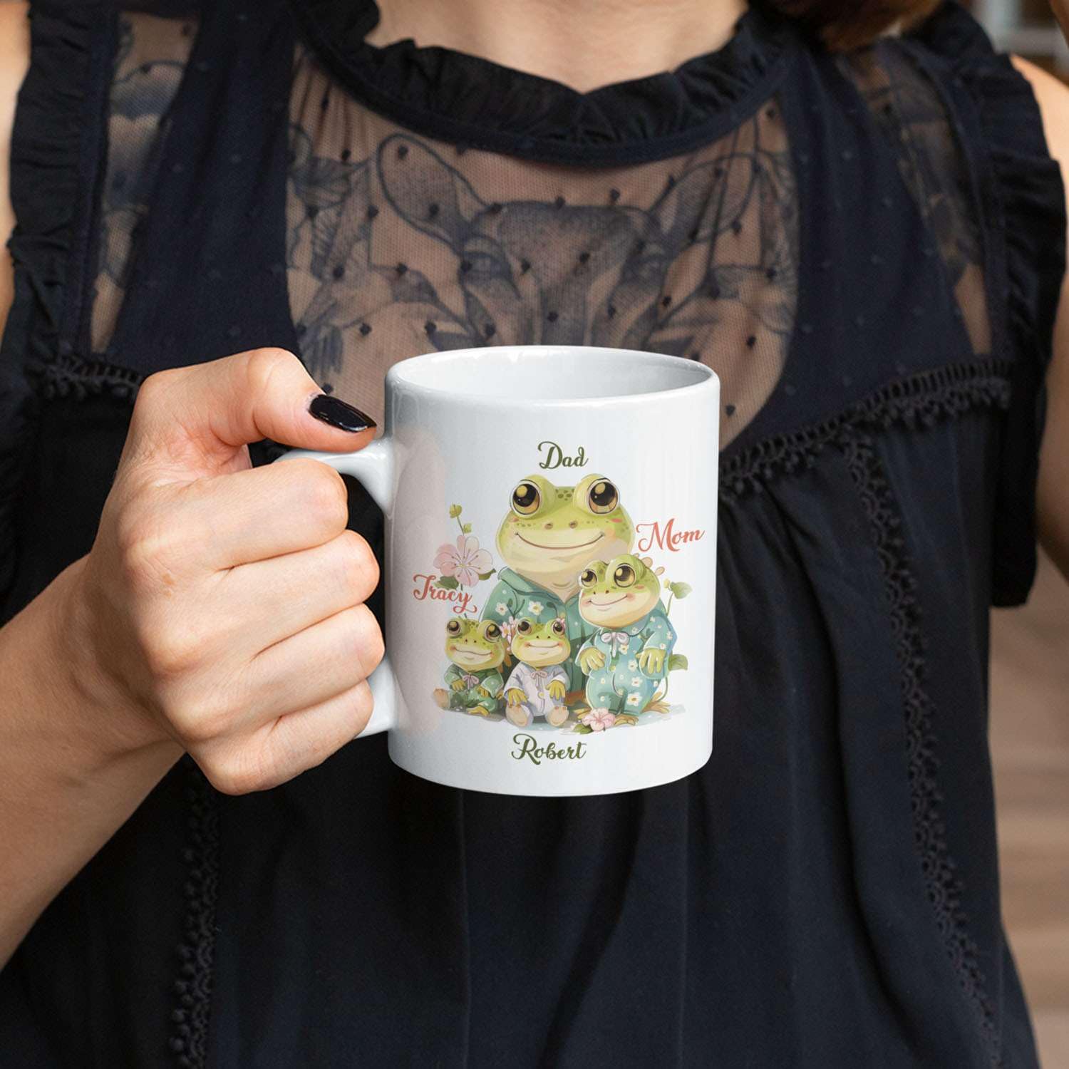 Custom Frog & Sunflower Coffee Mug - Personalized Name Ceramic Mug 11oz Or 15oz