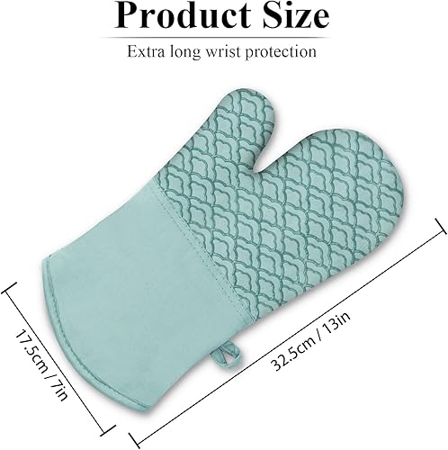 Miniatura 7 de Tuff4ever Manoplas de horno 2 en 1 con agarre de silicona antideslizante, almohadillas calientes resistentes al calor para cocina, hornear, cocinar,