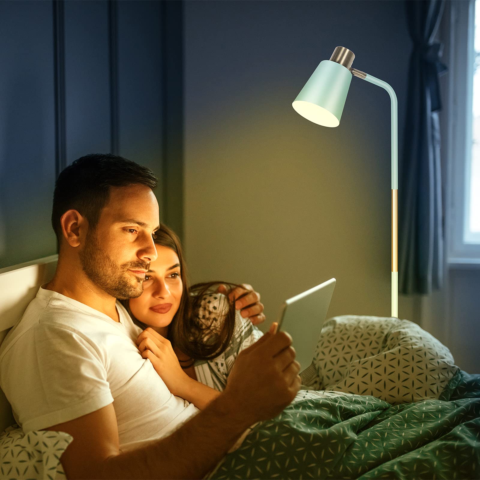 Floor Lamp, NIOSTA Industrial Floor Lamp Height Adjustable 360° Rotation Lampshade Modern Standing Lamp, Floor Lamps for Living Room, Office, Bedroom Reading, Work etc(Green)