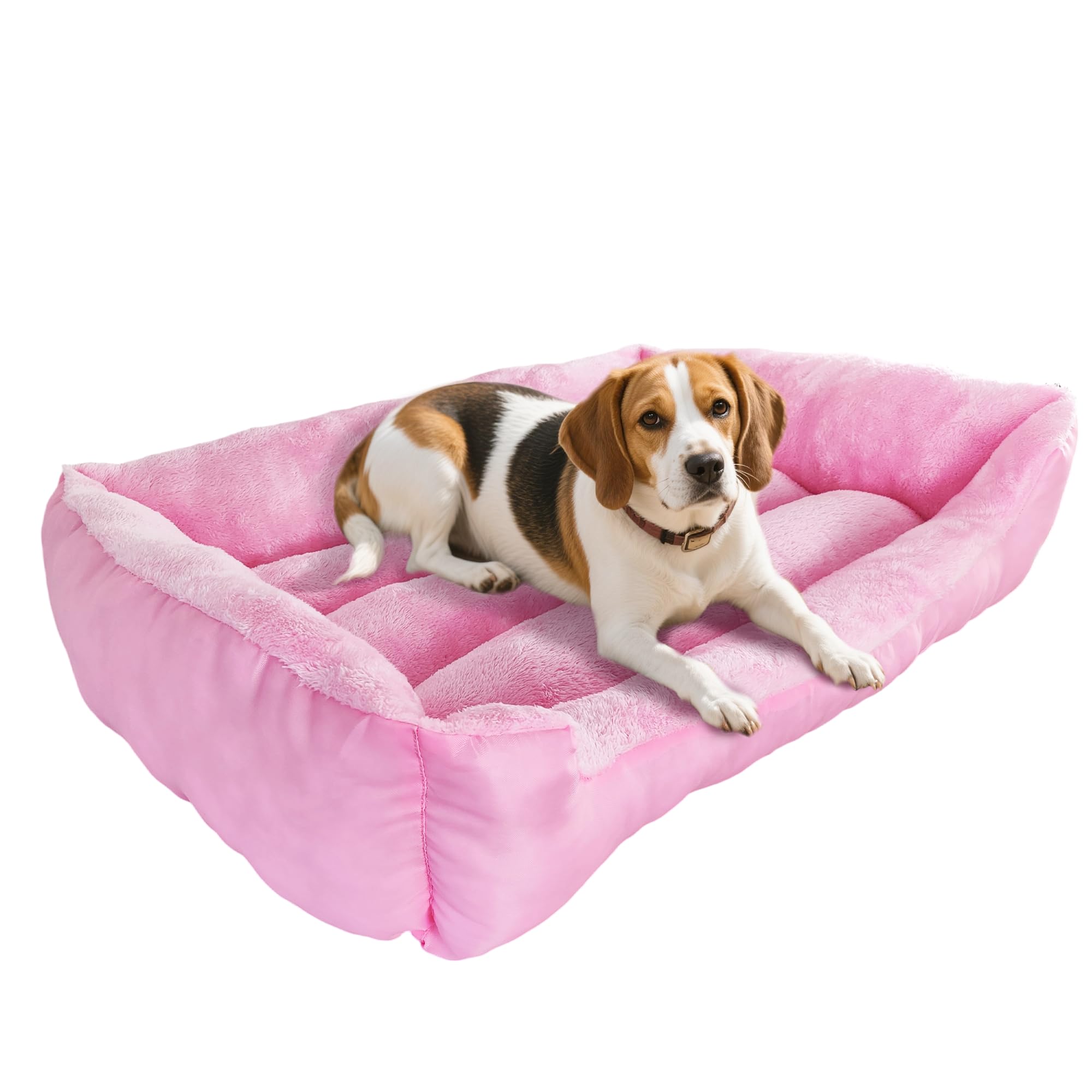 Grennswick Calming Dog Bed, Cat Bed Soft Anti-Anxiety Pet Bed with Non-Slip Bottom, Machine Washable for Labrador, German Shepherd, Golden Retriever, Teddy, and More (Pink, M)