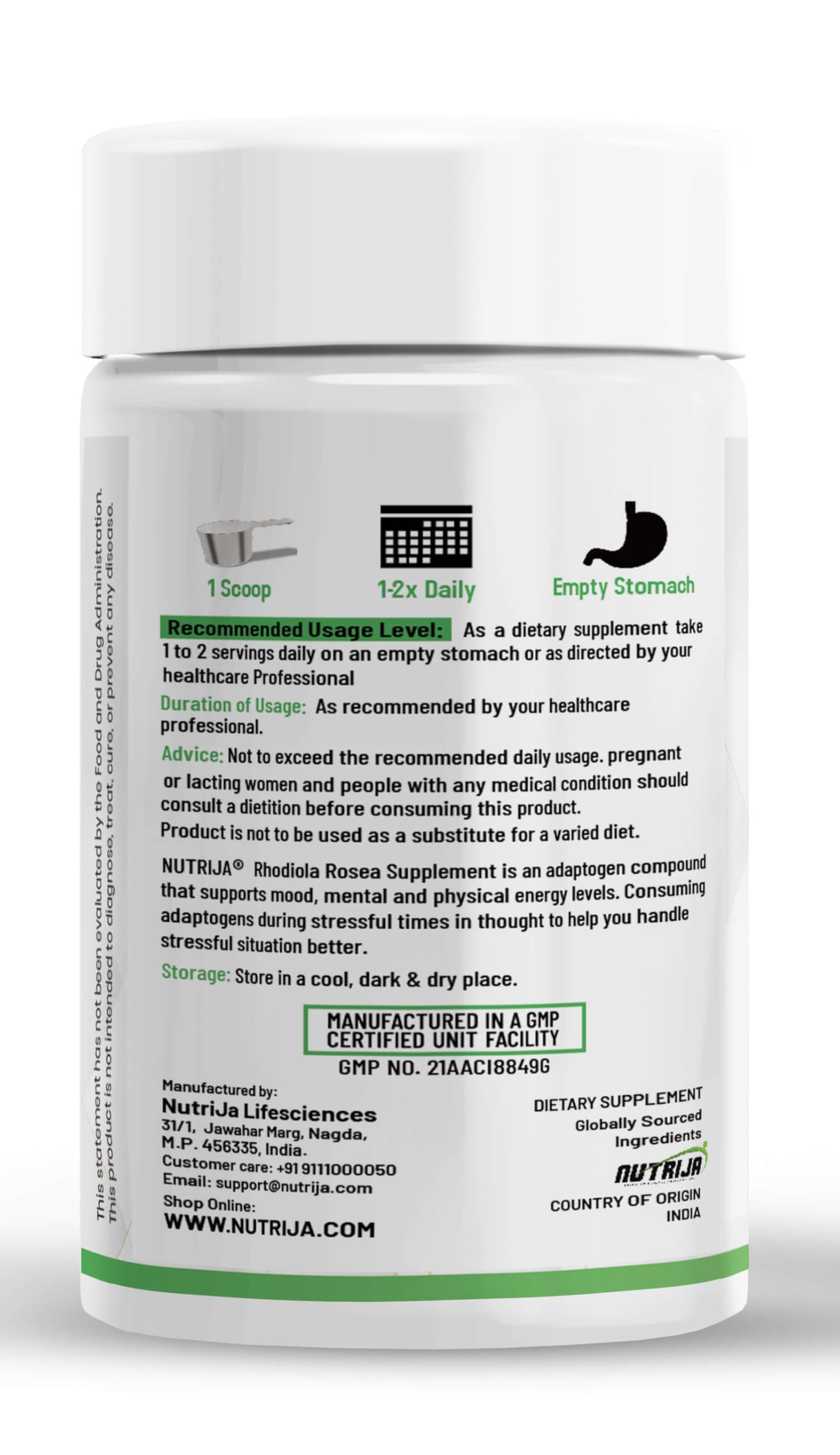 NutriJa Rhodiola Rosea Root Extract Powder | 1% Salidroside (100 Grams) — Amazon image 2