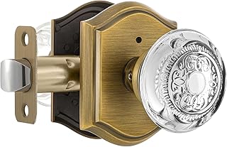 Glass Door Knobs Interior with Lock, Vintage Crystal Privacy Antique Bra...