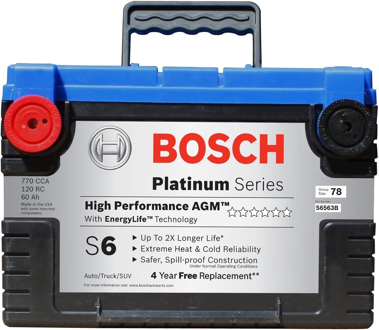Bosch Batería AGM de placa plana S6563B S6