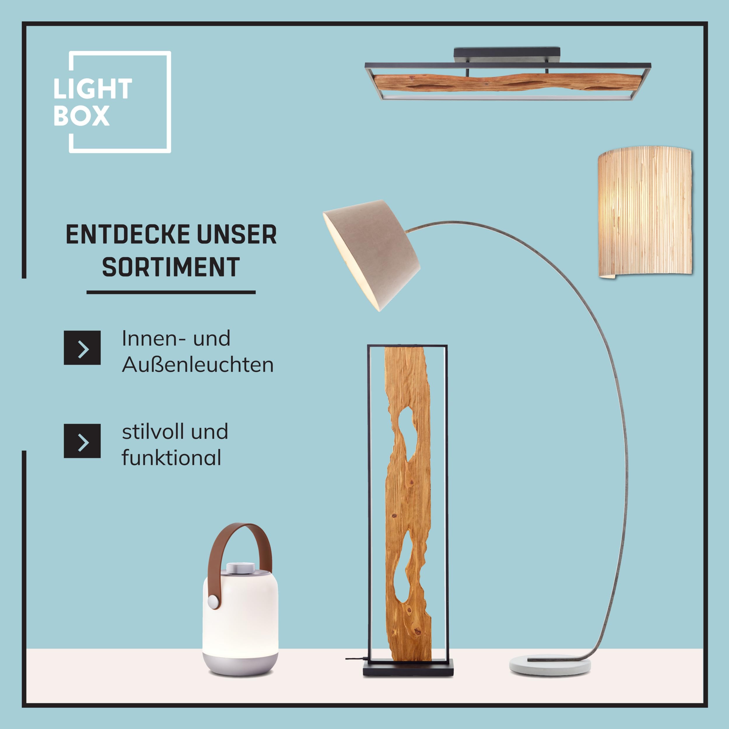 Lightbox LED Tischlampe - minimalistische Tischleuchte aus Aluminium - warmweißes Licht 3000 K - moderne Nachttischlampe mit Kabelschalter - inkl. LED
