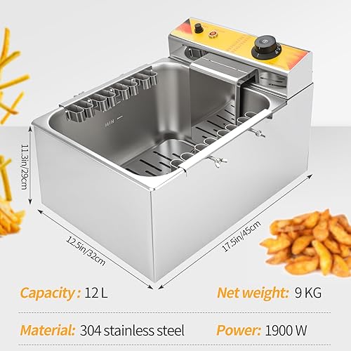 Miniatura 3 de Freidora comercial, 12 litros eléctrica totalmente automática de queso para perros calientes, parrilla de salchicha, tira de horno, freidora