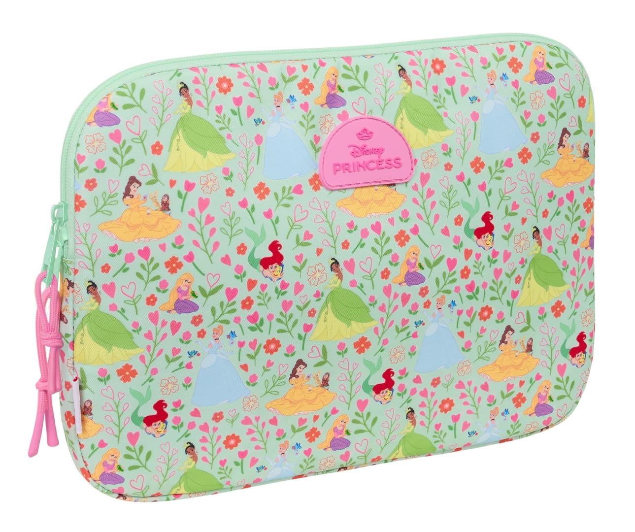 PRINCESAS DISNEY BLOOM – Laptop Sleeve 15.6'', Backpack, Ideal for Children of Different Ages, Comfortable and Versatile, Quality and Resistance, 39.5 x 3.5 x 27.5 cm, Aqua Green/Light Pink, M, Casual