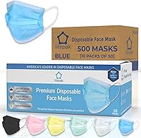 Vista 5 de Litepak 500 cubrebocas desechables de alta calidad, suave, alambre de nariz de 3 capas