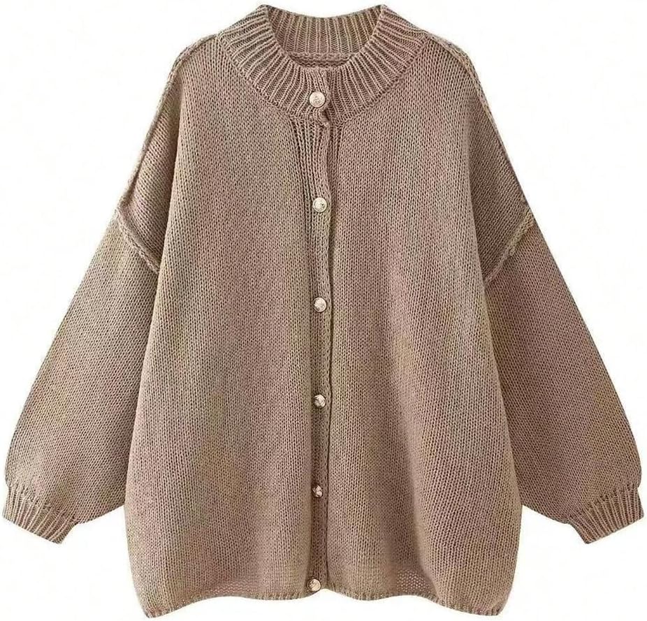 GORGLITTER Women's Button Down Chunky Knit Cardigan Holiday Cozy Sweaters Oversized Lantern Long Sleeve Jacket Trendy - Image 6