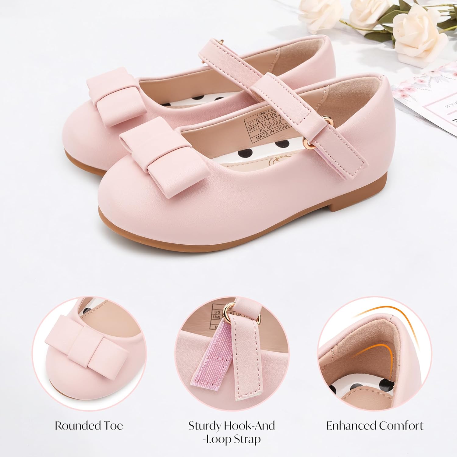Stelle Girls Dress Shoes Toddler Mary Jane Shoes Flats with Bow for Toddler/Little/Big Kids - Image 4
