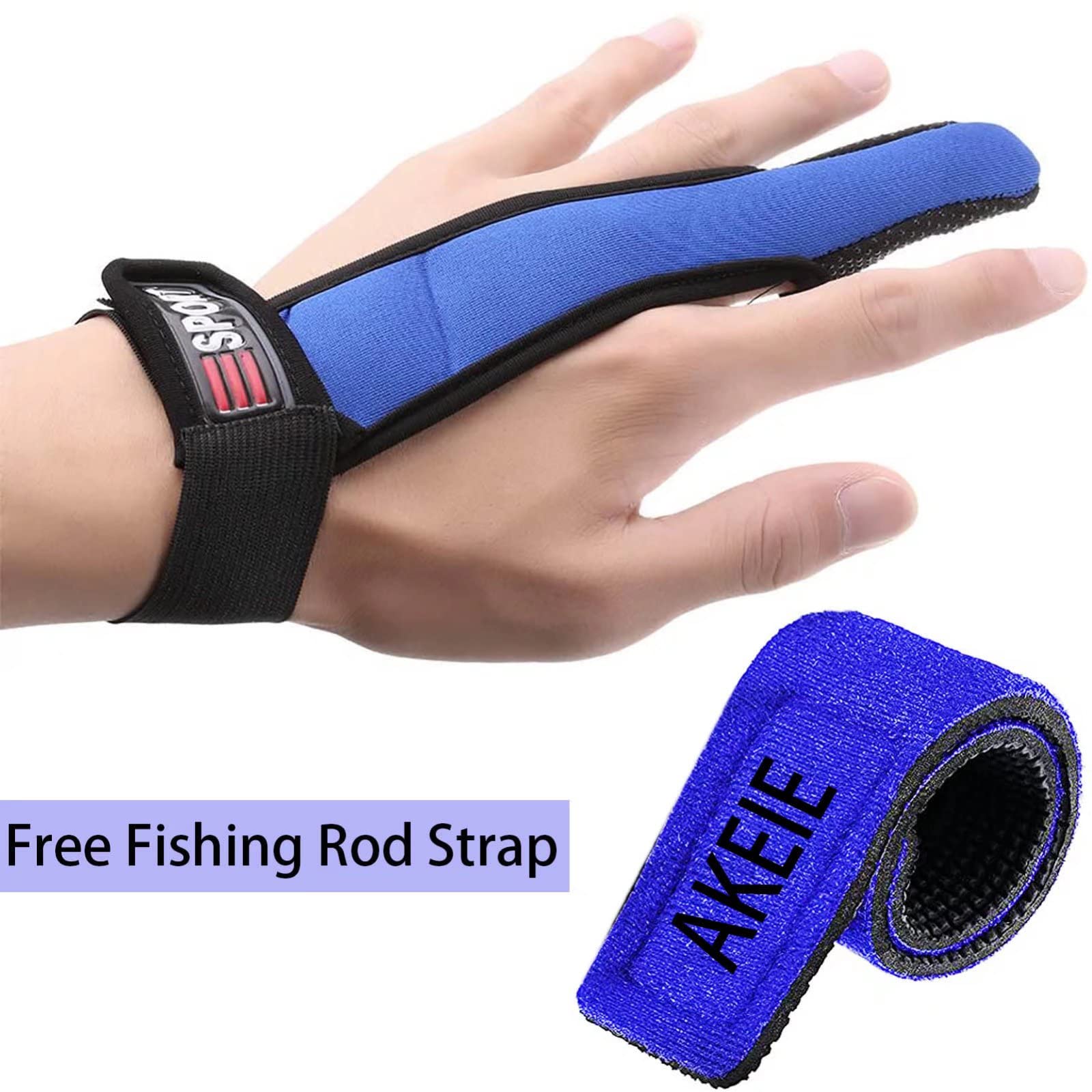 Finger Protector Fishing Gloves 2 Pcs Anti-Slip Fishing Glove Index Finger Casting Gloves Finger Guard Unisexs Elastic Band Glove for Outdoor Fishing with Fishing Rod Belt (Blue)