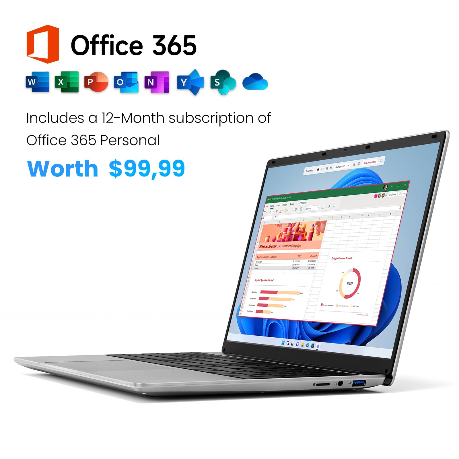 Amazon.com: Laptop de 15.6 pulgadas con Office 365, 4 GB de RAM