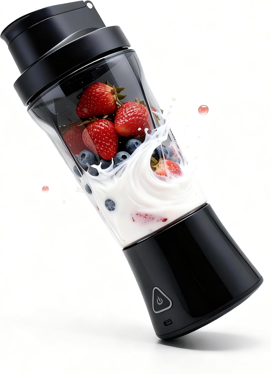 Personal Blender Cordless Rechargeable, 24oz Portable Blender for Shakes and Smoothies, Mini USB C Juicer Cup with 6 Blades, BPA-Free, Black