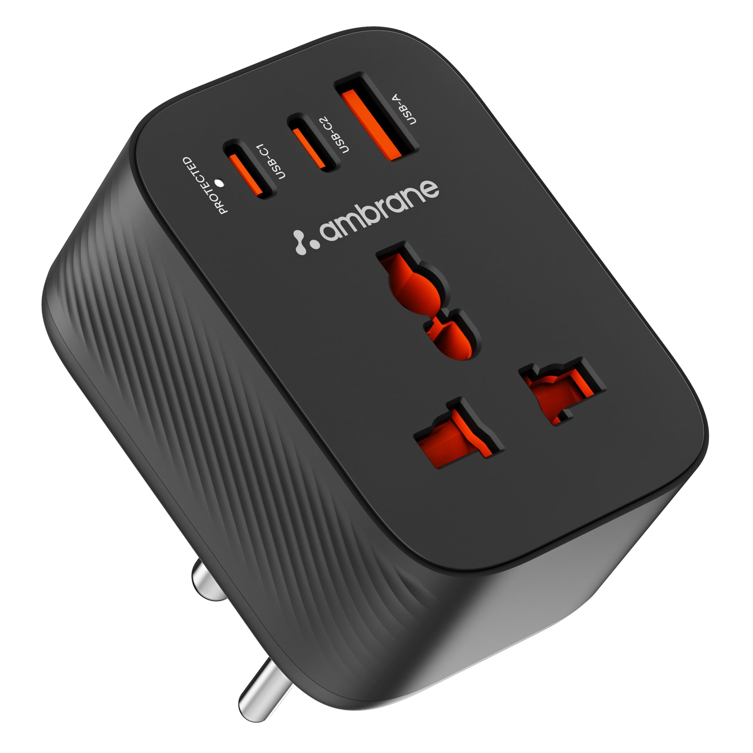 Ambrane 33W Fast Charging MultiPort Adapter with Universal 2500W AC Socket, Supports MacBook Air/Type C Laptops Charging, for Tight Spaces/Bedside & Travels, Child Safety, PD & QC (Charge X33, Black)-image-41