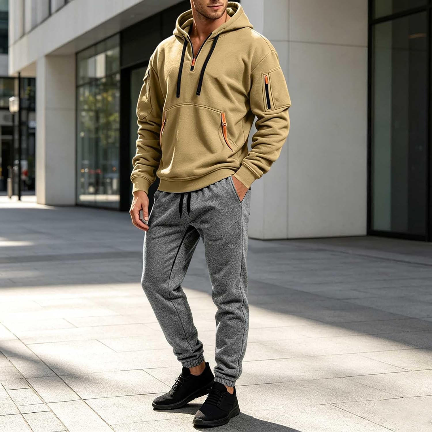 Sweat Suit Men 2 Piece Set Fleece Jogging Sets Tracksuit Athletic Outfits