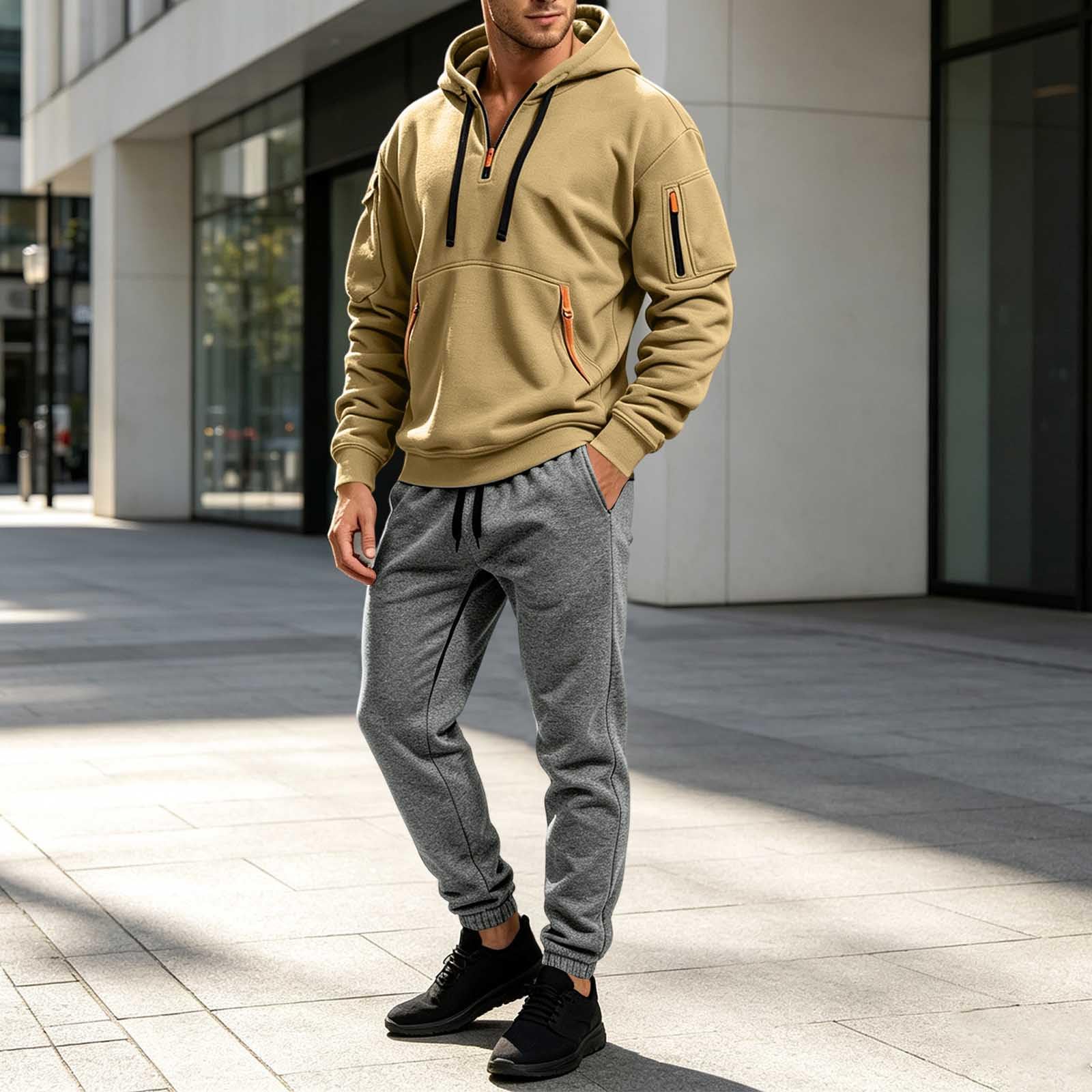 Tuta Uomo Completa Invernale Felpa e Pantaloni Sportivi Set 2 Pezzi Leggero
