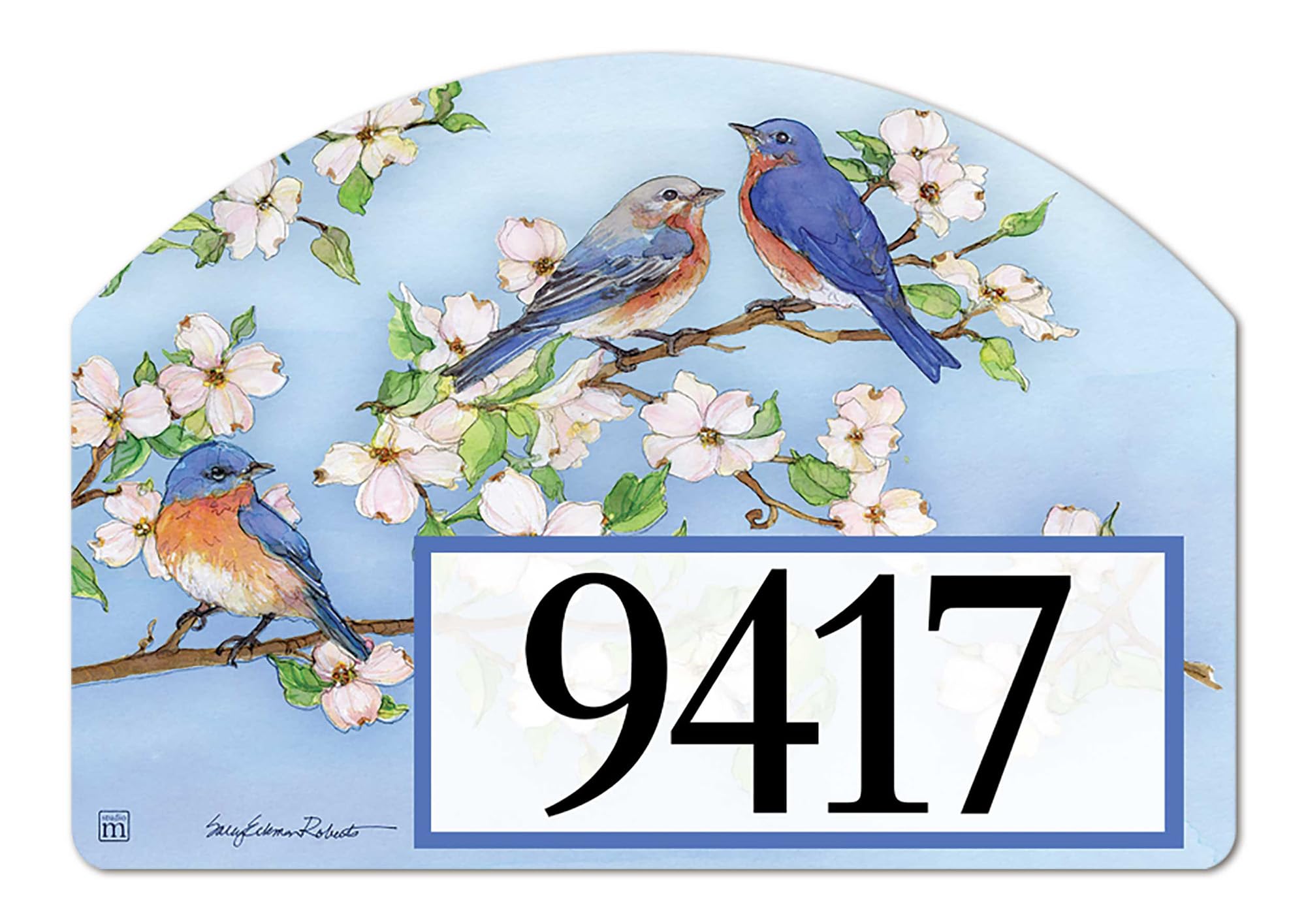 Aimant décoratif en vinyle de jardin 35x25cm décor extérieur de cour oiseaux et fleurs