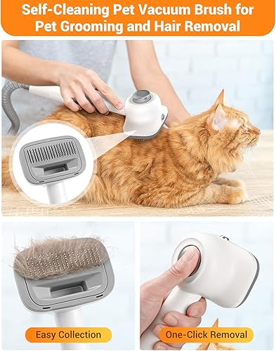 Miniatura 7 de Simple Way Aspiradora de aseo para perros, kit de aseo 6 en 1 para mascotas con 3 modos de succión y taza de polvo grande de 2.1 L, cortadora