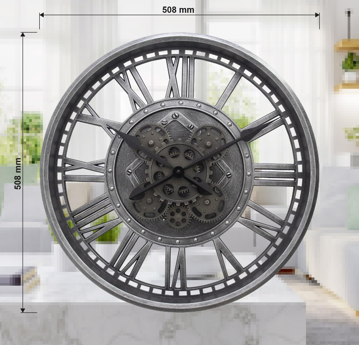 techno line WT1585 - Reloj de Pared Industrial rústico XXL, 50,5 cm