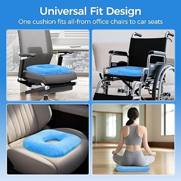 Donut Pillow for Tailbone Pain Relief - Tailbone Pain Relief Cushion for Office Chair, Wheelchair & Travel - Post-Surgery, Pregnancy & Bed Sore Prevention, Breathable Anti-Decubitus Seat Pad(Blue)