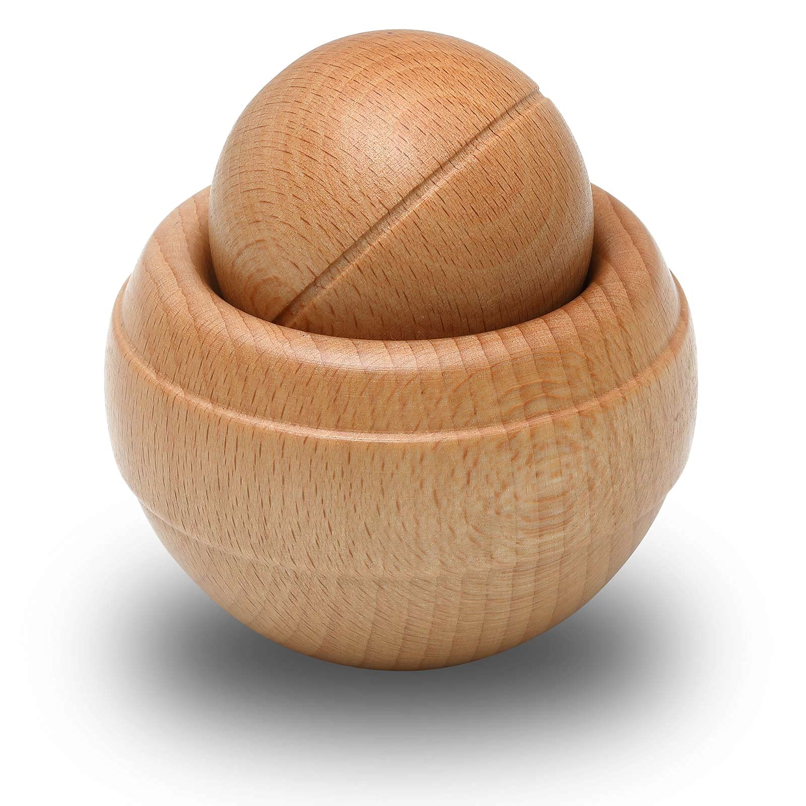 Kernpower BodyRoller Massageroller elements lackiert, Natursteinkugel, Edelstahlkugel und Holzkugel, aus Rotbuchenholz im Jutebeutel