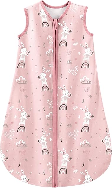 Looxii Baby Sleeping Bag 0.5 TOG 100% Cotton Soft Newborn Sleepsack Unisex Baby Wearable Blanket for Boys and Girls 6-12 Months - Pink