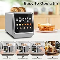 Vista 5 de Tostadora de pantalla táctil de 2 rebanadas, tostadora de bagel con pantalla LCD, tostadoras digitales inteligentes de acero inoxidable con tostada