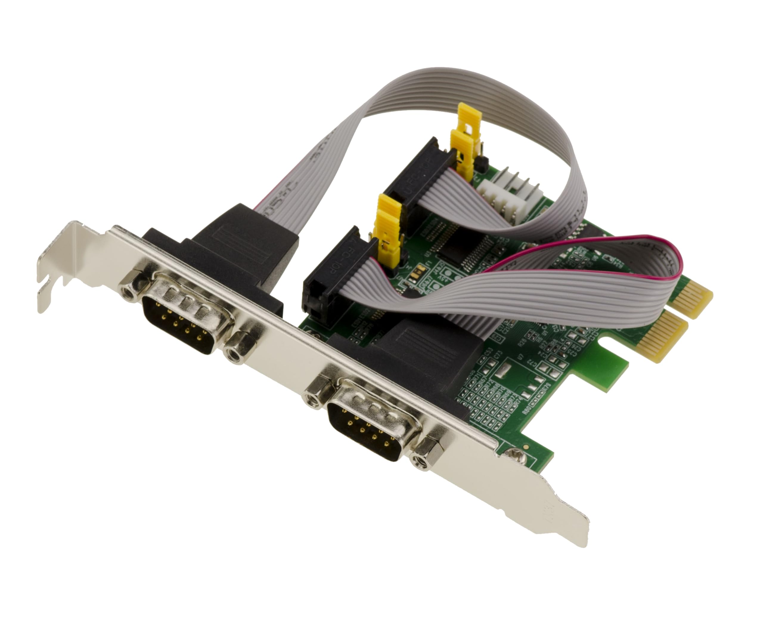 KALEA-INFORMATIQUE Tarjeta controladora PCIe Serial RS232 de 2 Puertos, con chipset POS Power on Serial 5V o 12V ASIX 99100, Soportes de Perfil bajo y Alto