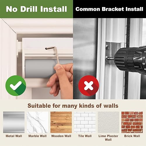 Miniatura 5 de HESTIA Persianas enrollables opacas sin taladro sin cordón con cenefa, persianas de privacidad impermeables para ventana de ducha, tela de Gris