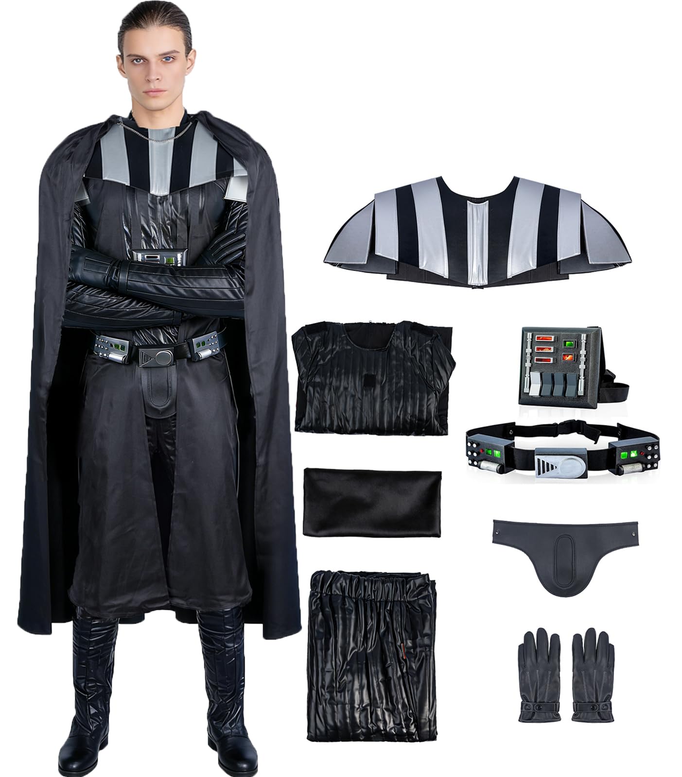 Photo 1 of Modista Novelty Black Knight Cosplay Costume Suit with Chest Plate Box for Halloween Costumes Adult Dress Up L