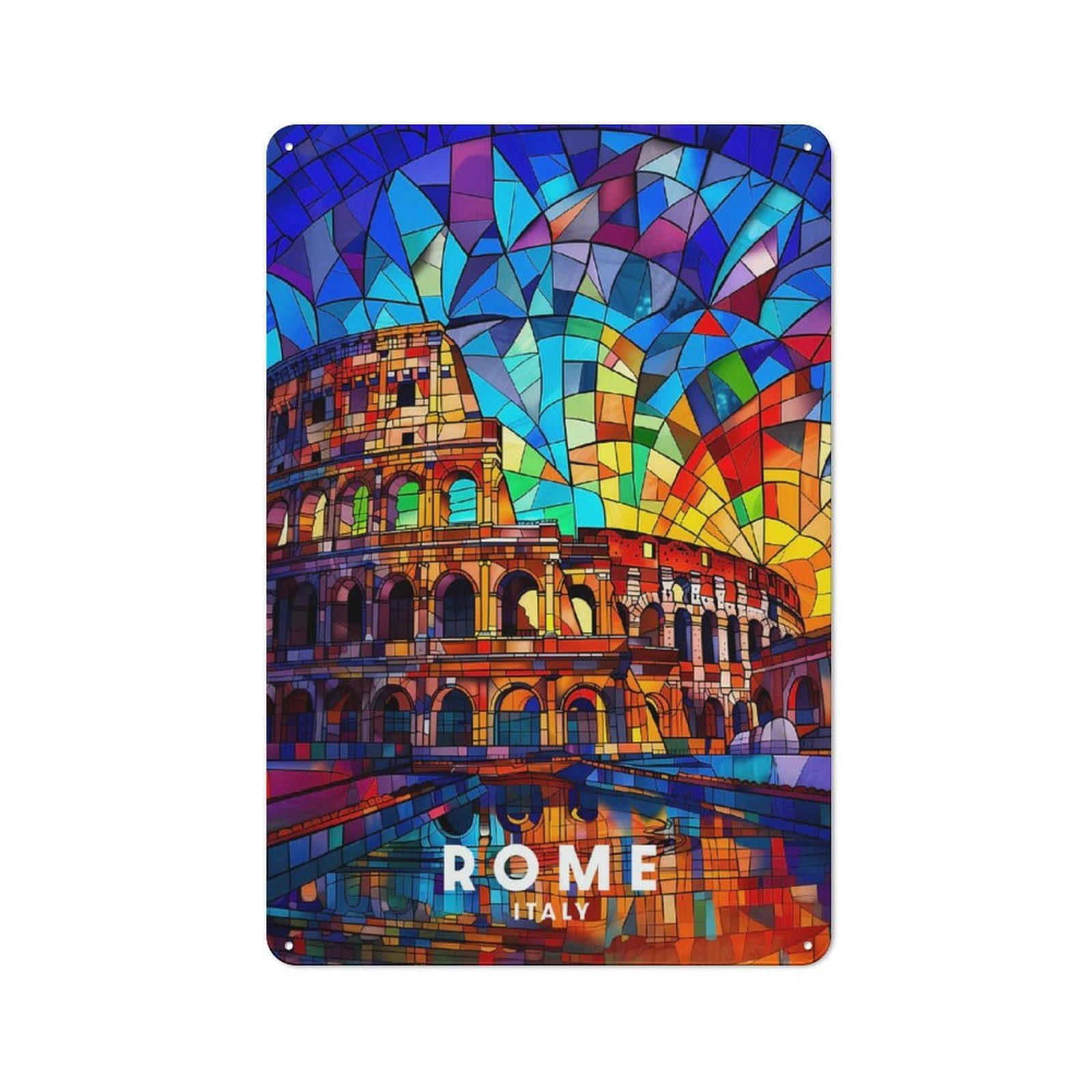 Rome Vintage Metal Wall Decor 30x20cm, Garage Metal Sign for Garage, Workshop, Shed Or Utility Room