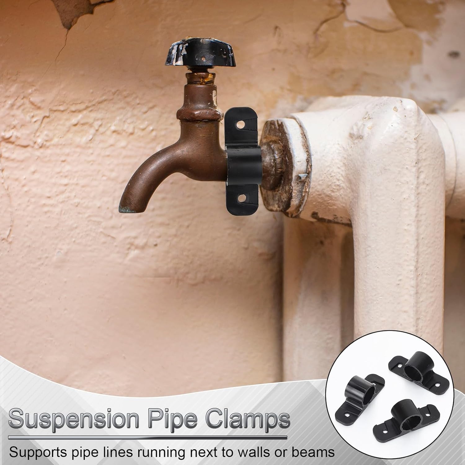 60 Pack 1/2 Inch Pipe Clamp Pipe Suspension Clamp Pex Clamp Pipe Support Pex Clamps for Pex For Pex, Copper, CPVC Pipe (Standard Style, 1/2 Inch)