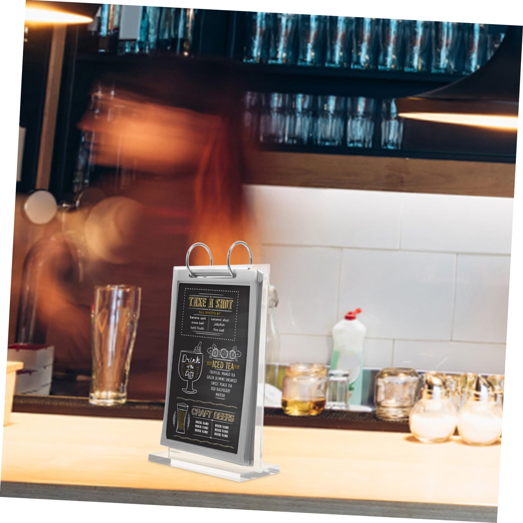 Sewroro 4piezas Soporte De Menú Abatible De Escritorio Con Base Estable Para Exhibición De Carteles y Menús Restaurantes y Eventos Transparente Vertical