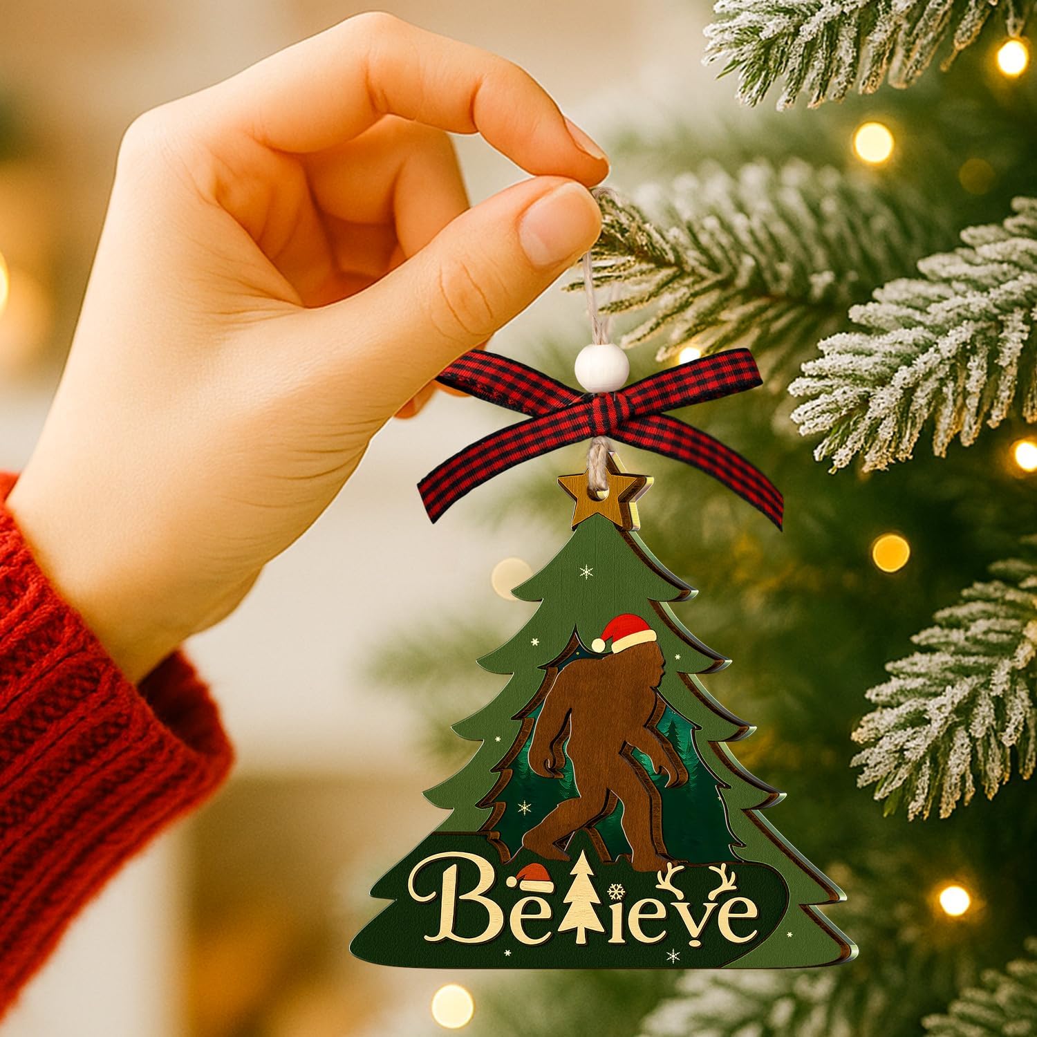 Bigfoot Ornaments for Christmas Tree - Bigfoot Ornament - Bigfoot Gifts, Sasquatch Gifts for Men, Women, Friends, Bigfoots Lovers - Camping Ornaments - Faux Stained Glass Acrylic Ornament 2025 - Image 6