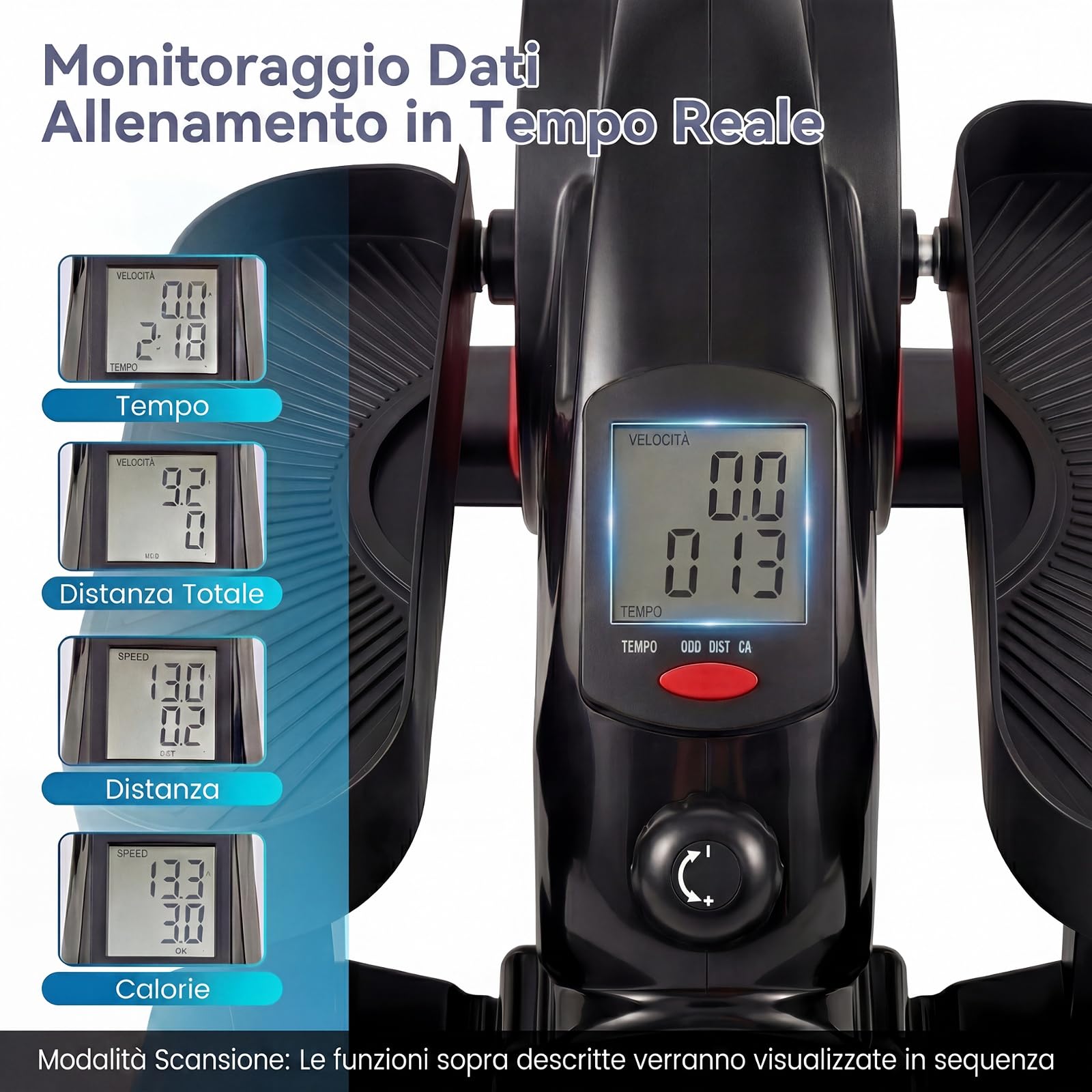 GYMAX Ellittica da Interno, Pedaliera per Riabilitazione con LCD Display Multifunzionale, Pedali Antiscivolo e Manopola di Regolazione, Funzionamento Silenziosissimo, Portatile