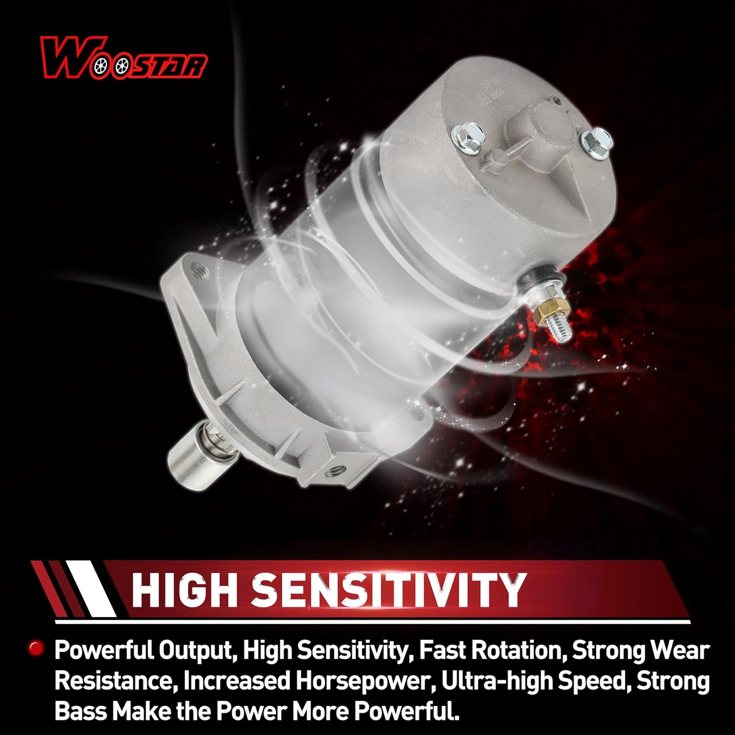 WOOSTAR 9 Teeth Outboard Electric Starter Motor Replacement for Tohatsu 50HP 4 Stroke Outboard Motor Starter