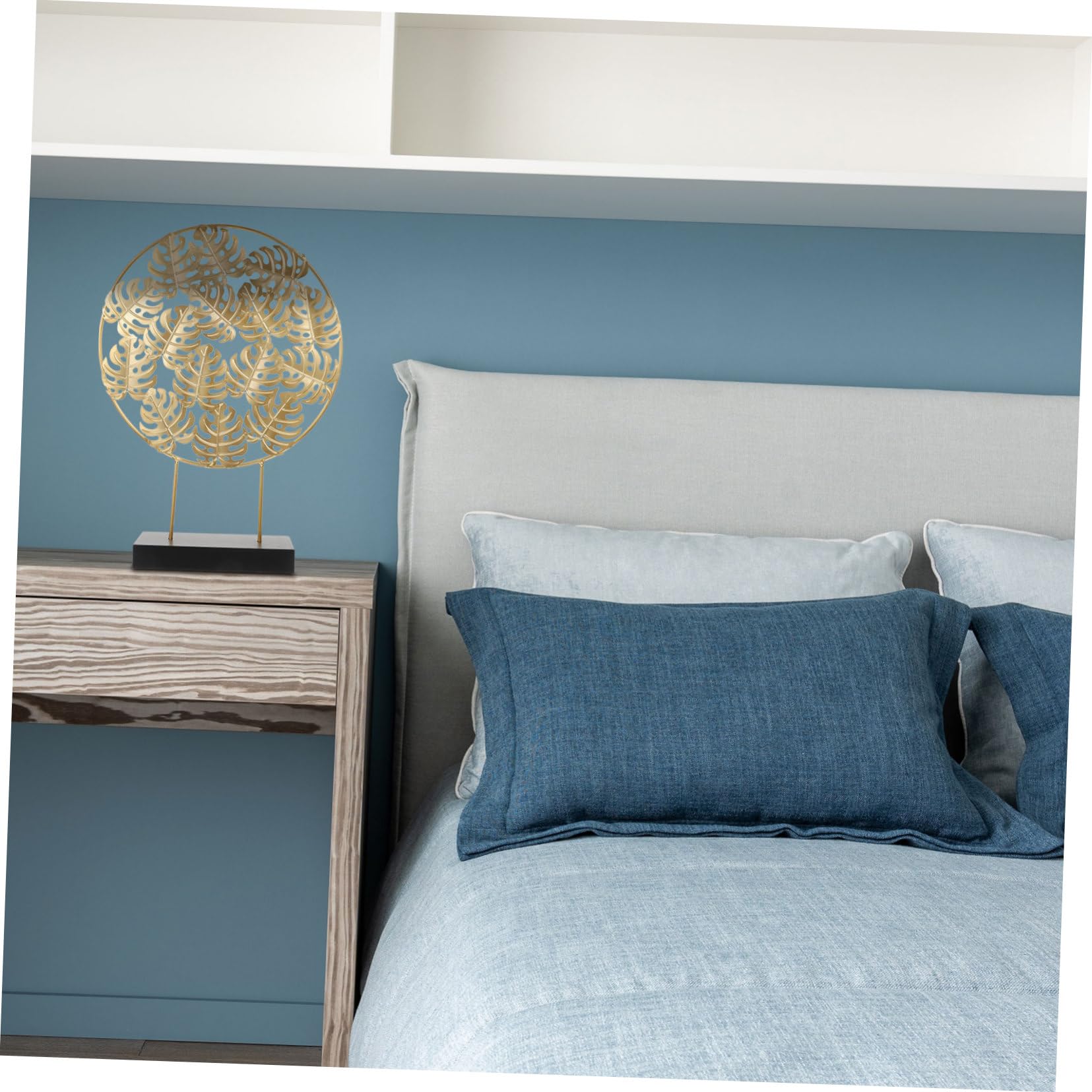 Alipis Decorazione a Foglia in Ferro e Legno Dorata per Casa | Base in Legno, Design Realistico della Foglia, Adatta a Scrivania e Ambienti Esterni